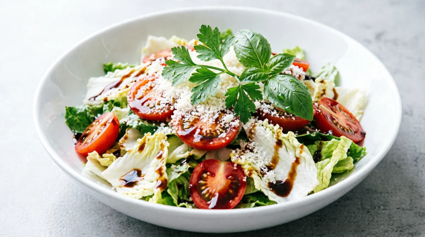 Salade de tomates prunes et d’escarole au parmesan
